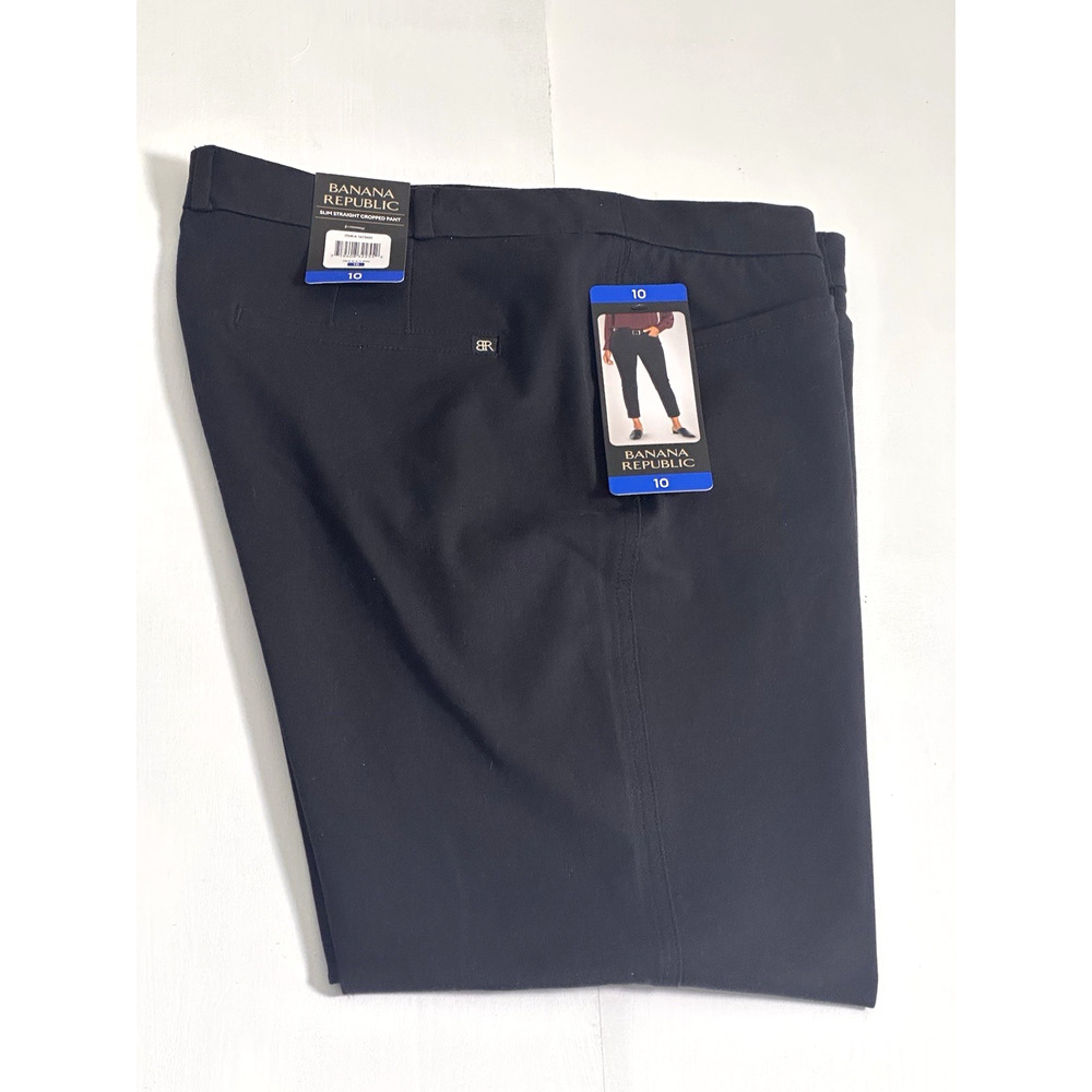 Banana Republic‎ Slim Straight Cropped Pants Black Size 10 NWT